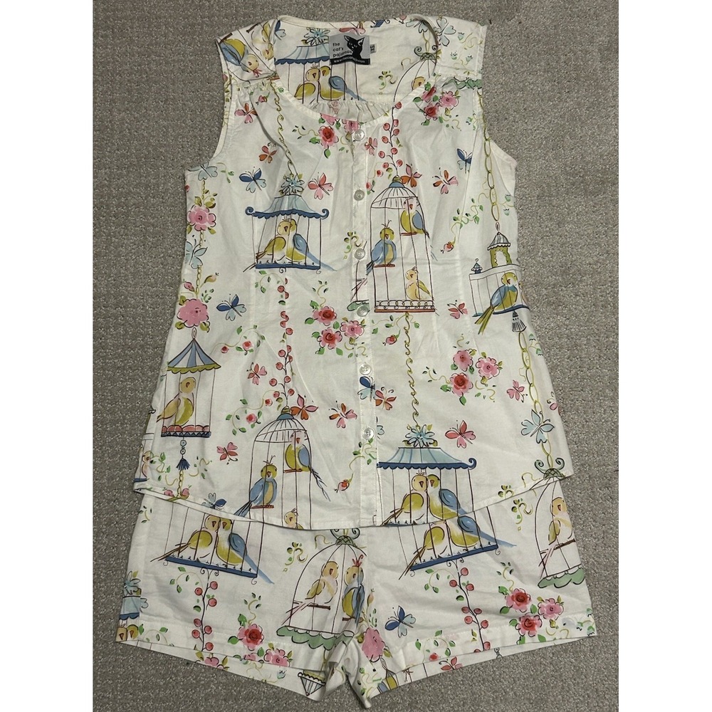 Vintage The Cat's Pajamas Short Set Button Front Birds Short Sleeve Rare‎ - Picture 3 of 16
